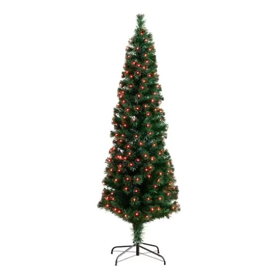 6ft. Fiber Optic Multicolor LED Lights Slim Pine Artificial Christmas Tree {1}
