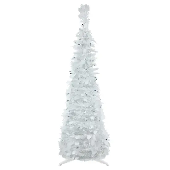 4ft. Pre-Lit White Tinsel Pop-Up Artificial Christmas Tree, Blue Lights {1}