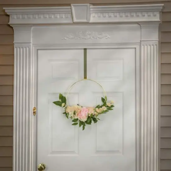 18" Spring Peony & Rose Hoop Wreath {3}