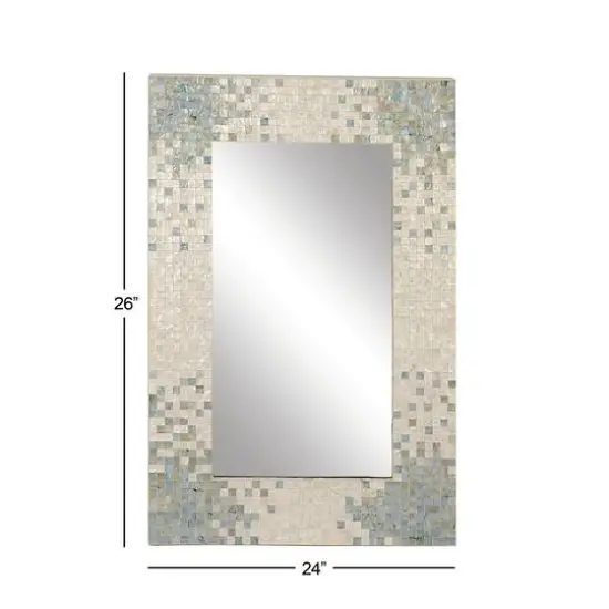 36" Cream & Aqua Coastal Mother Of Pearl Wall Mirror {7}
