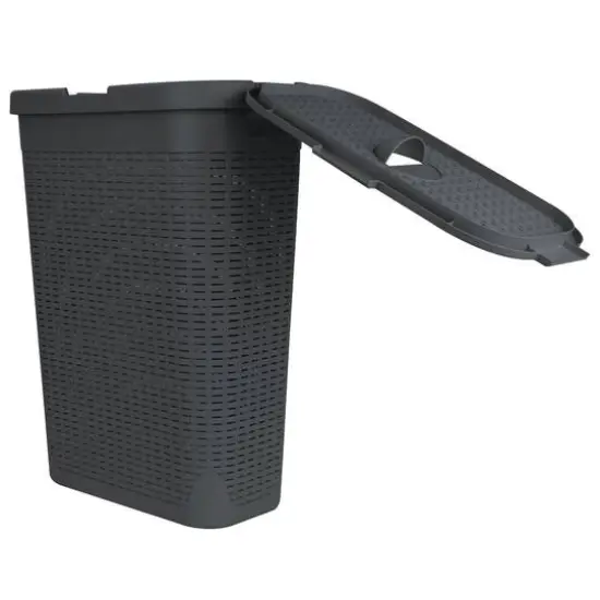 Mind Reader 23.5'' Slim Laundry Hamper with Cutout Handles Gray {5}