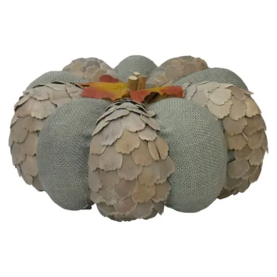 10" Green & Brown Autumn Harvest Tabletop Pumpkin {1}