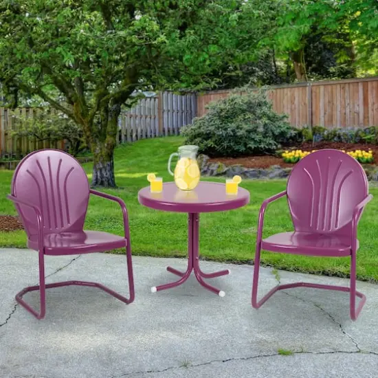 22" Purple Outdoor Retro Tulip Side Table {3}