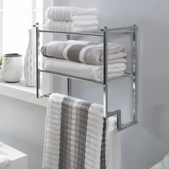 Organize It All 2-Tier Wall Mounted Shelf & Towel Rack  {4}