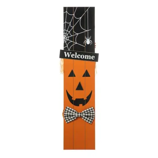 Glitzhome&reg; 36" Double Sided Wooden Scarecrow & Pumpkin Porch D&eacute;cor For Halloween & Fall {1}