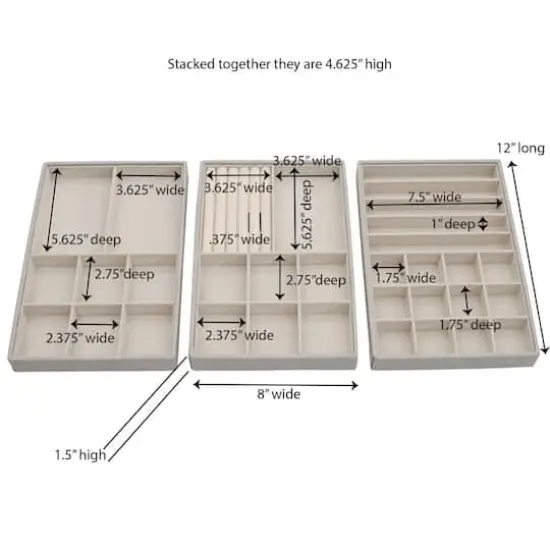 Household Essentials Stackable Jewelry Tray Set White {5}