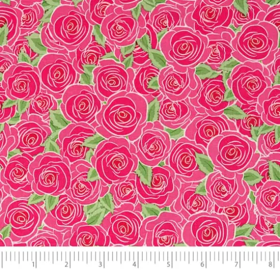 SINGER Packed Pink Roses Cotton Fabric {1}