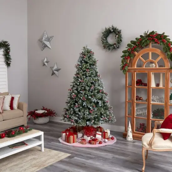 7.5ft. Pre-Lit Snow Tipped Aspen Spruce Artificial Christmas Tree, White LED Lights {11}