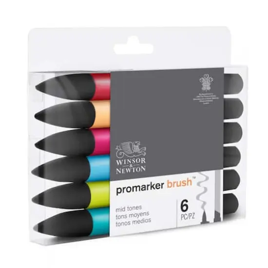 Winsor & Newton&reg; 6 Mid Promarker Brush&trade; Set {5}