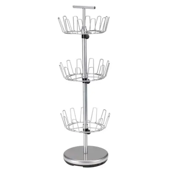 Household Essentials 38" Silver 3-Tier Revolving Shoe Tree {1}