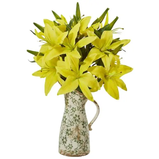Lily Artificial Arrangement in Floral Pitcher {1}
