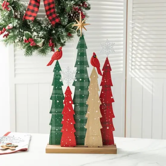 Glitzhome&reg; 23.5" Wooden Christmas Tree Table D&eacute;cor {3}