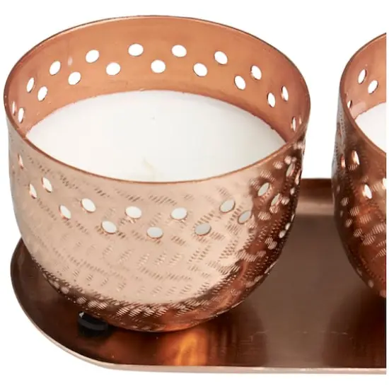 7oz. Tropical Breeze Scented Candles in Cut Out Copper Bowls and Tray {5}
