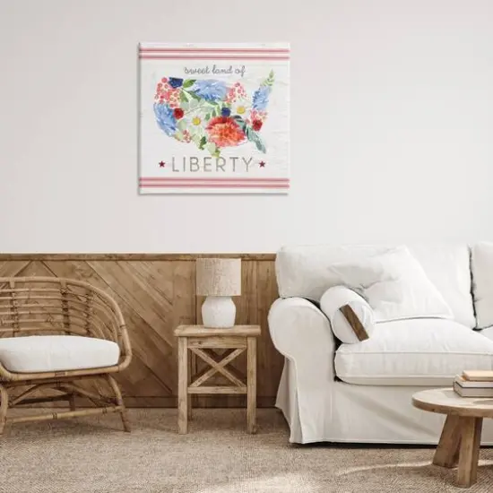 Stupell Industries Sweet Land Of Liberty Floral USA Canvas Wall Art {3}