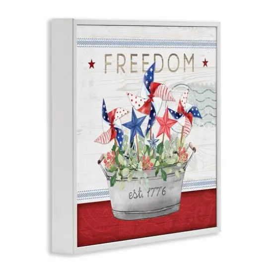 Stupell Industries Freedom Americana Floral Pinwheels Framed Giclee Art White {4}