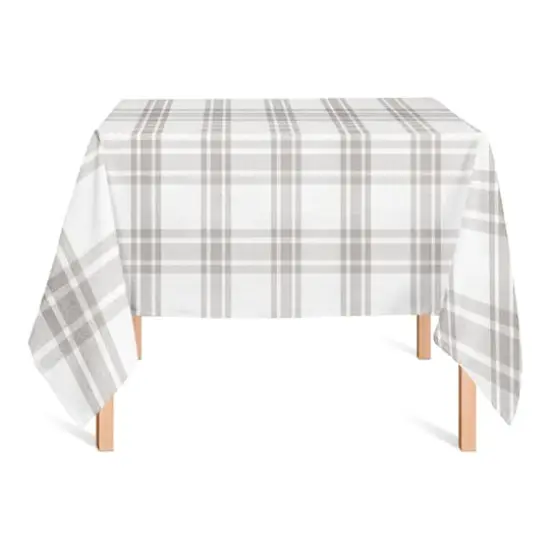 5ft. Cream & Gray Plaid Tablecloth {3}