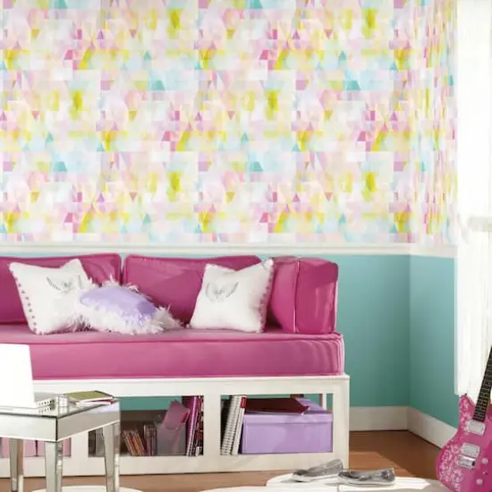 RoomMates Prismatic Geo Peel & Stick Wallpaper Pink and Blue {7}