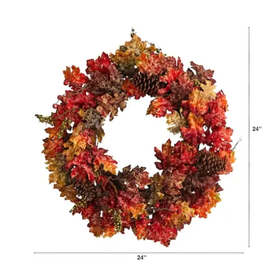 24" Maple, Berries & Pinecone Fall Wreath {5}