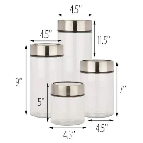 Honey Can Do Kitchen Glass Jar Set with Fresh Date Dials, 4ct. {6}