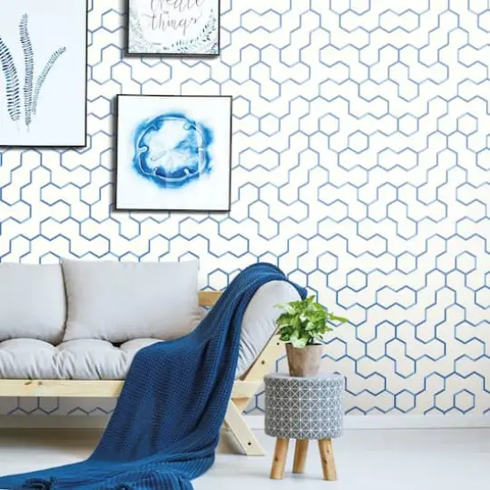 RoomMates Open Geometric Peel & Stick Wallpaper Blue {4}