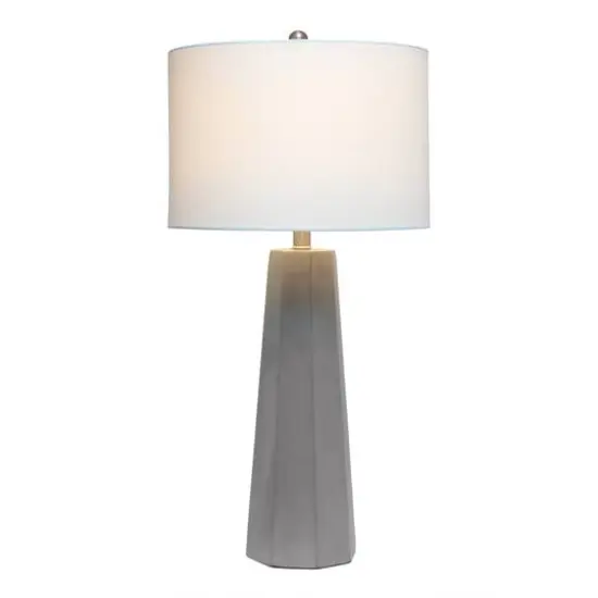 Lalia Home 30.5" Concrete Pillar Table Lamp with White Fabric Shade {3}