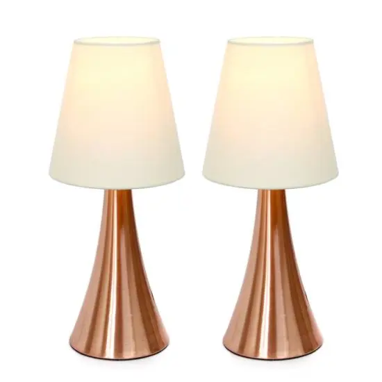 Simple Designs Valencia Mini Touch Table Lamp Set Rose Gold/Cream {8}
