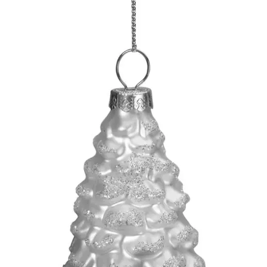 Frosted White Pine Cone Glass Ornament {4}