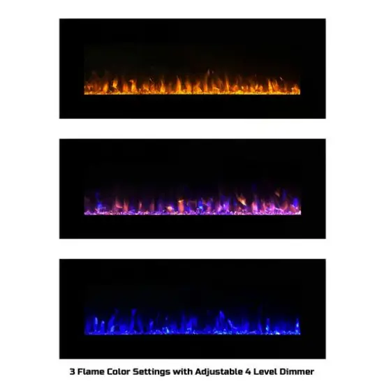 Hastings Home 54" Black Faux Fireplace LED Wall Light {7}