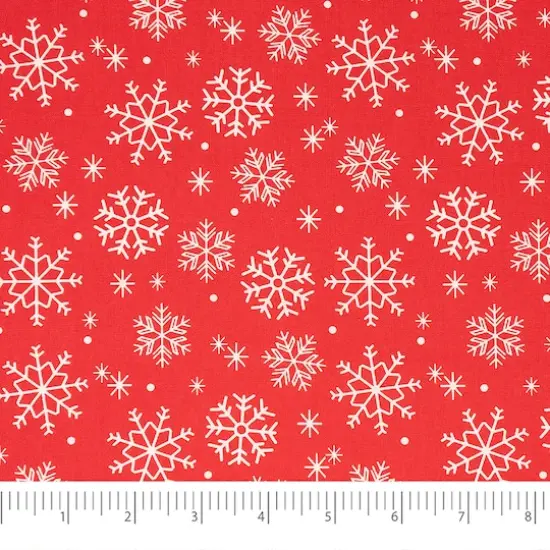 SINGER Christmas Snowflakes on Wine Red Cotton Fabric {3}
