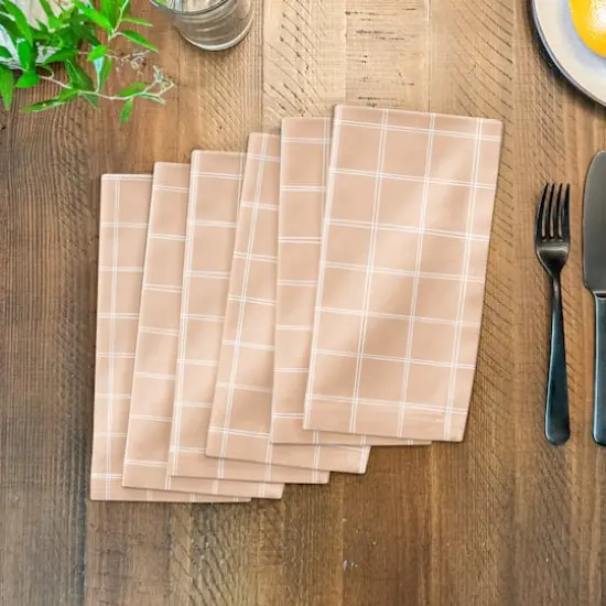 Peach Grid 10" x 10" Cotton Twill Napkin {4}