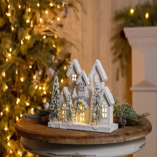 12.5" LED Flocked Holiday Village Display {3}
