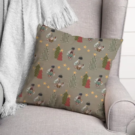 Gray Tree & Globe Pattern Throw Pillow {4}