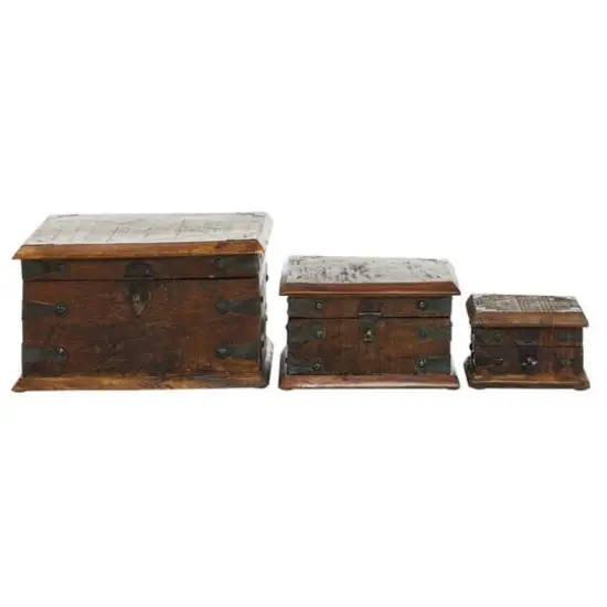 Brown Recycled Wood Rustic Box Set {3}