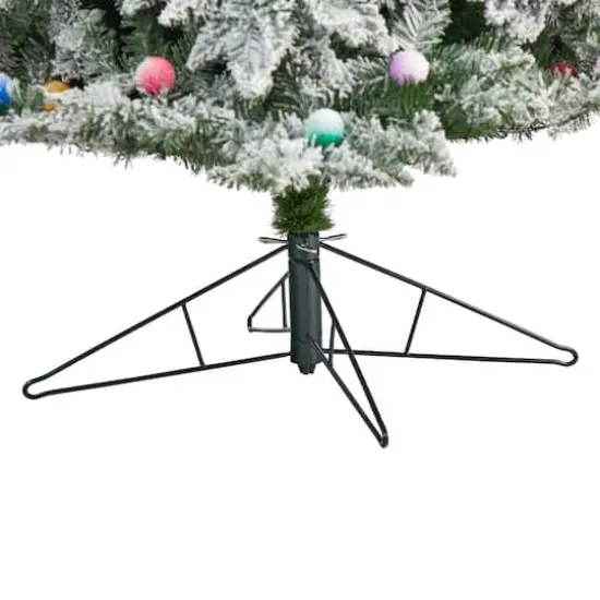 8.5ft. Pre-Lit Flocked British Columbia Mountain Fir Artificial Christmas Tree, Multicolor Globe Bulbs {6}