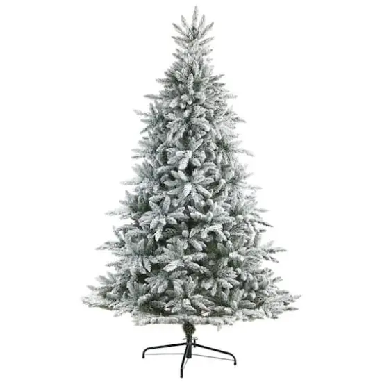 8ft. Unlit Flocked West Virginia Spruce Artificial Christmas Tree {1}