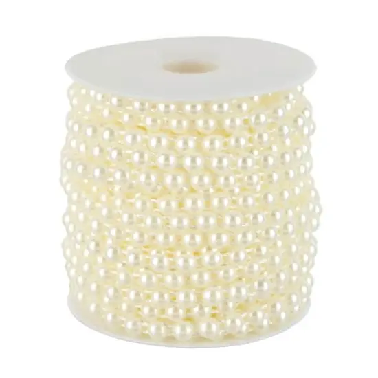 5.8mm Round Flatback Plastic Pearl Bead Garland, 50ft. by Bead Landing&trade; Ivory {3}