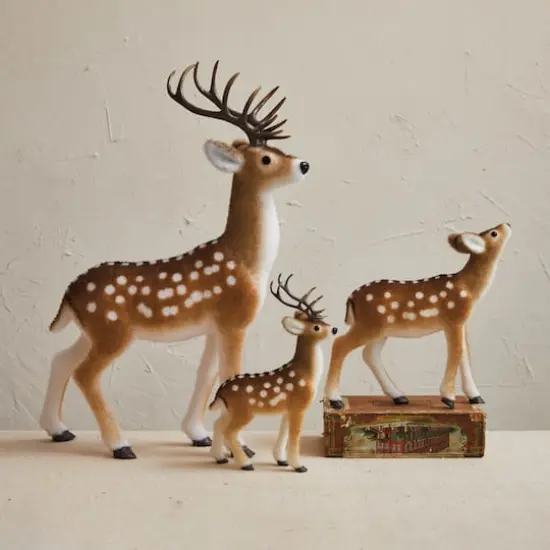 Hello Honey&reg; 22" Brown & White Flocked Foam Standing Deer with Antlers {3}