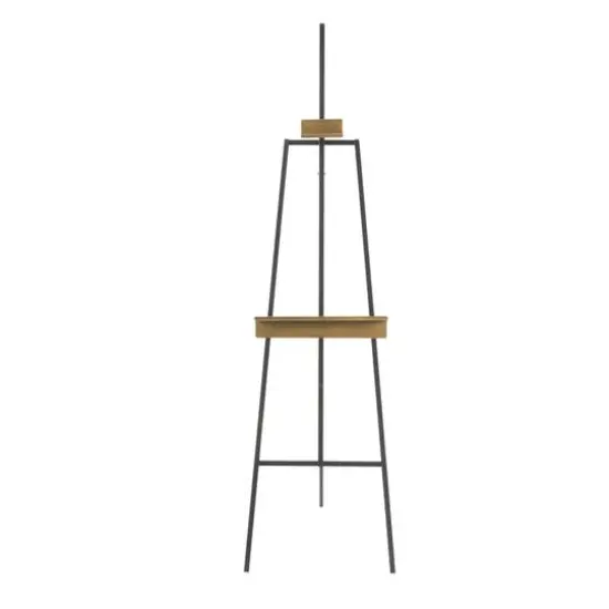 56.25" Black Metal Painter's Inspired 3-Tier Display Easel with Gold Accents {6}