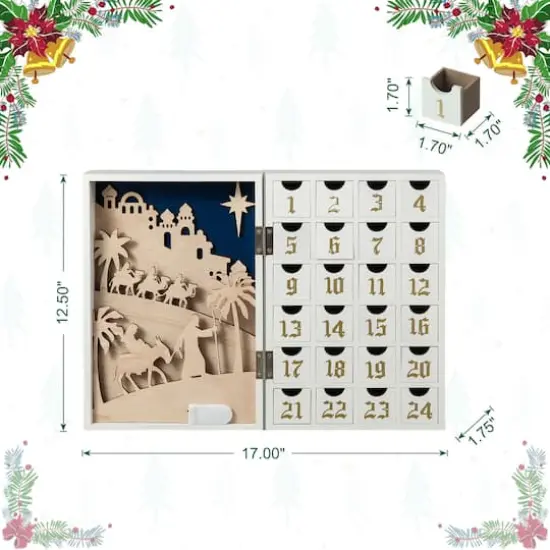 Glitzhome&reg; 17" Lighted Christmas Nativity Advent Calendar D&eacute;cor {9}