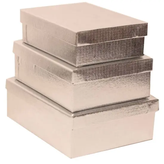JAM Paper Silver Rectangle Gift Box Nesting Set {1}