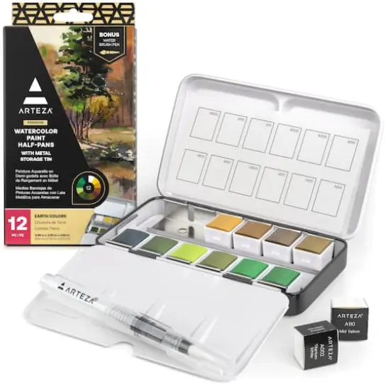 Arteza&reg; Earth Colors Watercolor Half Pan Set {9}