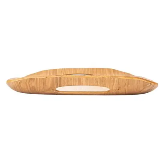 Hello Honey&reg; 17.25" Natural Oval Oak Wood Serving Tray with Handles {5}