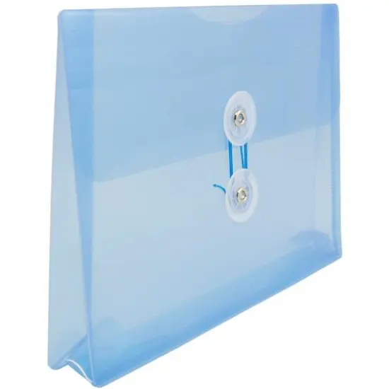 JAM Paper 5.5" x 7.5" Button & String Tie Closure Plastic Envelopes, 12ct. Blue {5}
