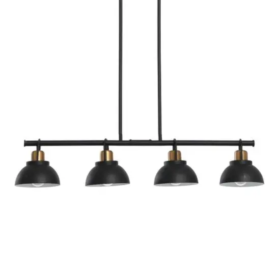 Hello Honey&reg; Robert Stevenson Lighting Walsh Metal 4-Light Linear Chandelier with Shades Black/Brushed Nickel {2}