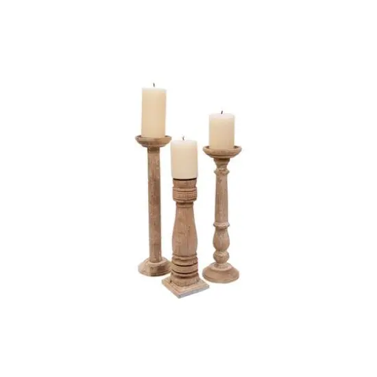 Hello Honey&reg; Ivory Wood Candle Holders Set {5}