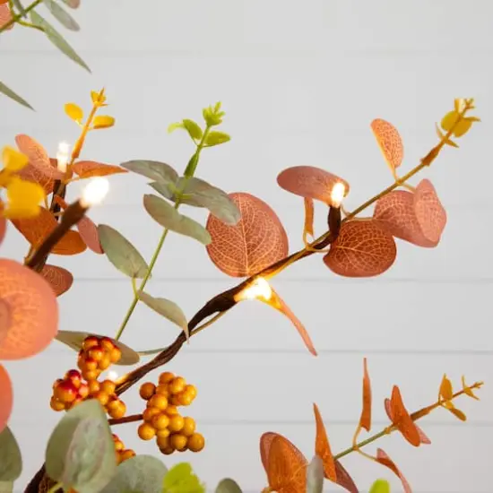 3ft. Pre-Lit Autumn Eucalyptus Artificial Fall Tree with Pinecones, Berries and 36 Warm White LED Lights {5}