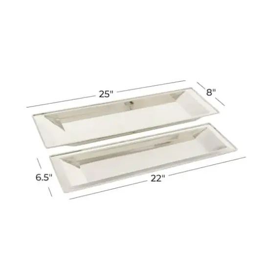Set of 2" White Stainless Steel Traditional Tray, 22", 25" {6}