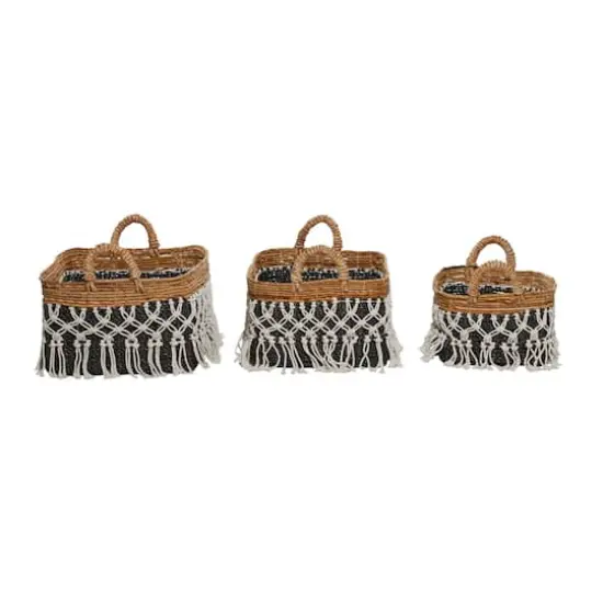 Black Cotton Bohemian Storage Basket Set {3}