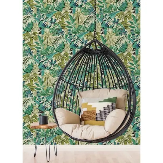 Caroline et Bettina Turquoise Feuilles Peel & Stick Wallpaper {4}