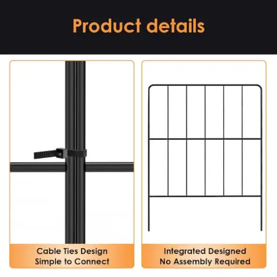 NEX 10ft. Black Square-Shaped Garden Fence {6}